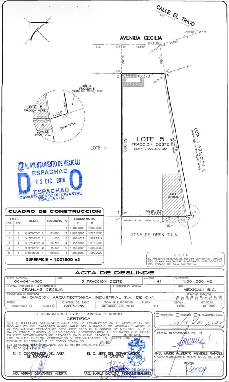 Plano de deslinde de Granjas Santa Cecilia